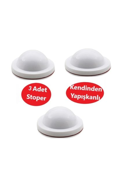 Silikon Kapı Stoperi Beyaz 3 Adet Tamponu Yapışkanlı Beyaz Kapı Kolu Stopu
