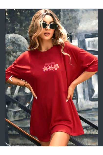 Women's Summer Flovers Printed Summer Cotton Fabric Oversize - Short Sleeve Casual Cotton Summer T-Shirt