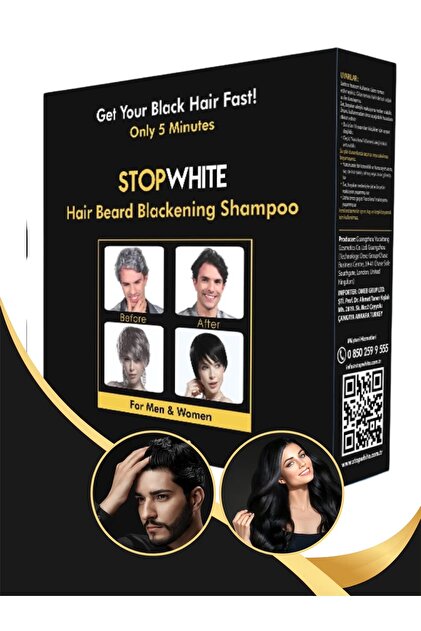STOP WHITE Stopwhite Saç Sakal Siyahlaştırıcı Şampuan Seti 400 ml
