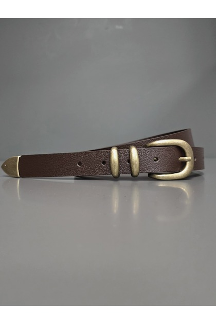 100% Genuine Leather Antique Coated Tool Buckle Bitter Brown Belt