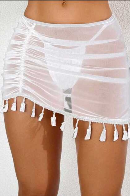 Women's Pareo Swimsuit Top Skirt Mini Sexi Pareo Elastic Waist Sea Skirt