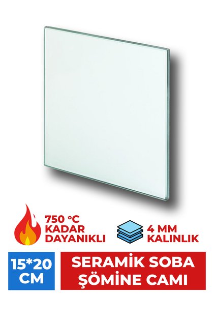 15 X 20 Cm Isıya Dayanıklı Şömine/kuzine/soba Camı 4 Mm - Seramik Cam (BAL RENGİ, ŞEFFAF)