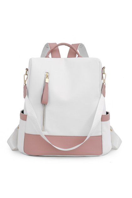 Rucsac Dama Carla Gt2173, Antifurt, Alb/roz