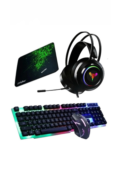 4in1 Rgb Klavye Mause Pad Kulaklık Esport Oyuncu Gaming Combo Set