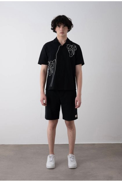 Limi Young Boy Soft Texture Embroidered Linen Shorts Shirt Suit