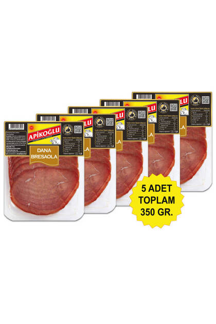 Dilimli İtalyan Lezzeti Dana Bresaola 70 Gr. Beşli Paket (Toplam 350 Gr.)