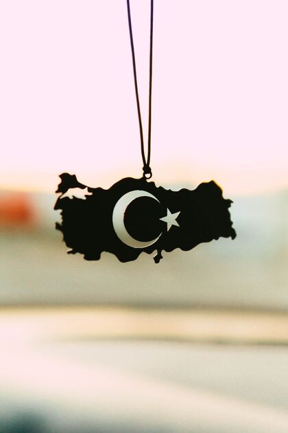 Car Ornament Metal Türkiye Map Rear View Mirror Ornament