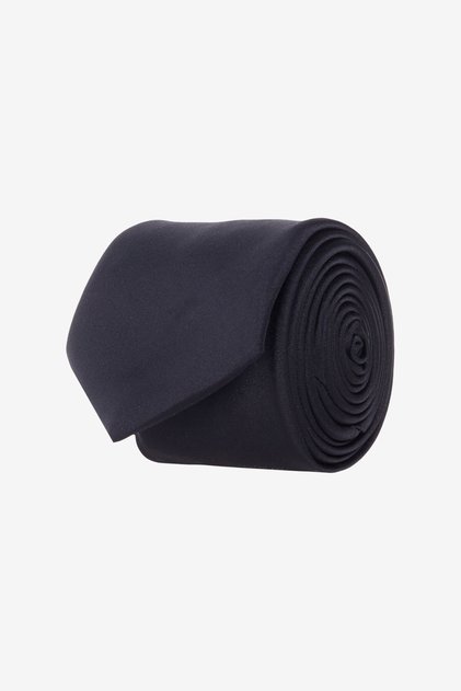 Men's Black Patterned Thin Tie