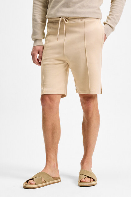 Matsen Men's Relaxed Beige Shorts with Elastic Waist and Side and Back Pockets