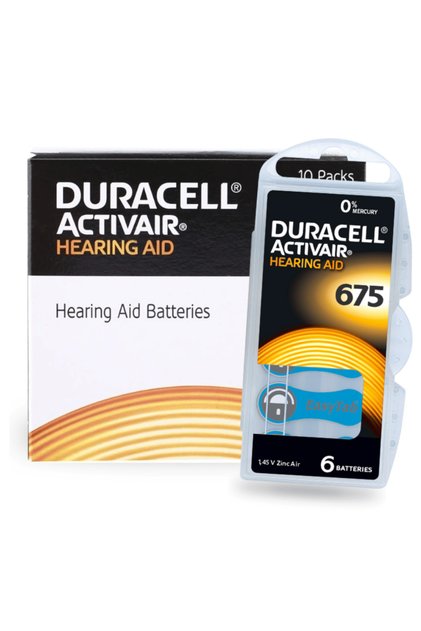 Duracell 60-Pieces (675 Size) Activair (PR44) Zinc-Air 1.45V 0% Mercury Hearing Aid Batteries