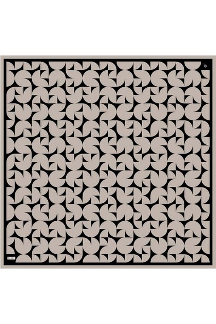 90X90 Mink - Black Pure Silk Scarf 4117D02 (Twill Silk)