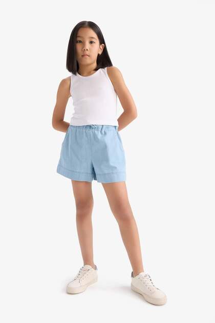 Girl's Elastic Waist Jean Shorts B6386A825Sm