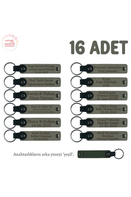 Classroom Teacher to Little Students Message Card Souvenir Keychain, Set of 16, K Gray & Green