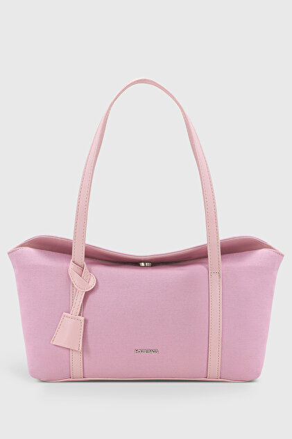 Housebags Kanvas Pembe Kapaklı Bowling Tote Omuz Çantası 270