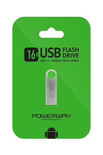 Powerway 16 Gb Metal Flash Bellek Metal Tasarım Usb Bellek The