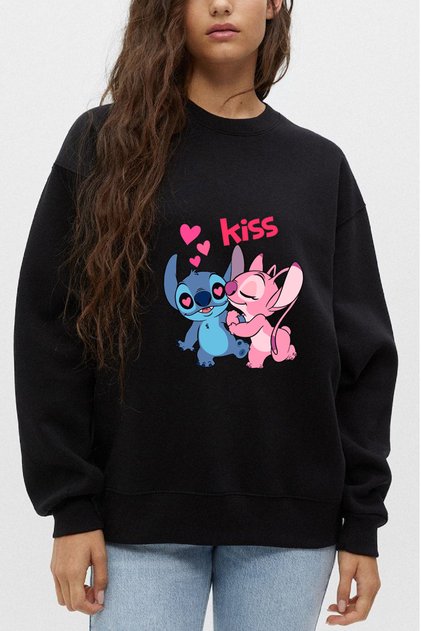 Kadın oversize Sıfır Bisiklet Yaka Sweatshirt Lilo 01