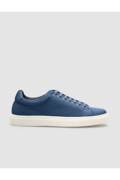 Knitwear Navy Blue Lace-Up Men's Sports Shoes