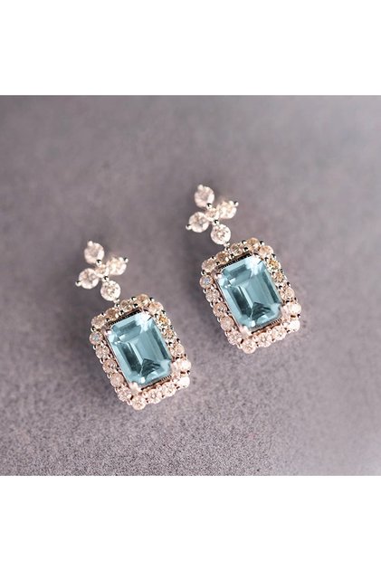 E3583 Huitan Fresh Light Blue CZ Drop Earrings for Women Romantic Ear Drop Earrings Daily Wearable P