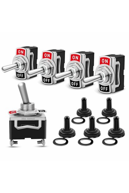 black 5Pcs Heavy Duty Car Boat Rocker Toggle Switch 250V 2Pin SPST ON/OFF Rocker Switches with Water