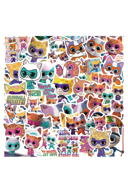 50PCS 10/30/50pcs Kawaii Cartoon Super Kitties Graffiti Stickers Cute Cat Waterproof Decals T
