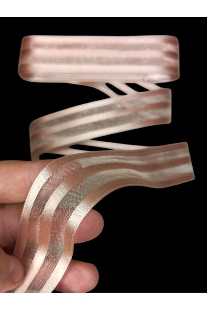 Powder Pink Satin Striped Chiffon Ribbon 3 cm - 10 Meters. Organza Ribbon