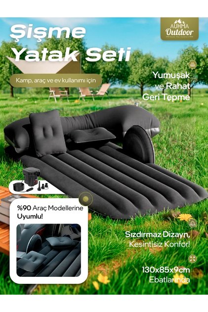 Şişme Yatak Araba Ve Kamp Yatağı Çanta Elektrikli Pompa Tamir Kiti Ve Yastıklı Yatak Seti