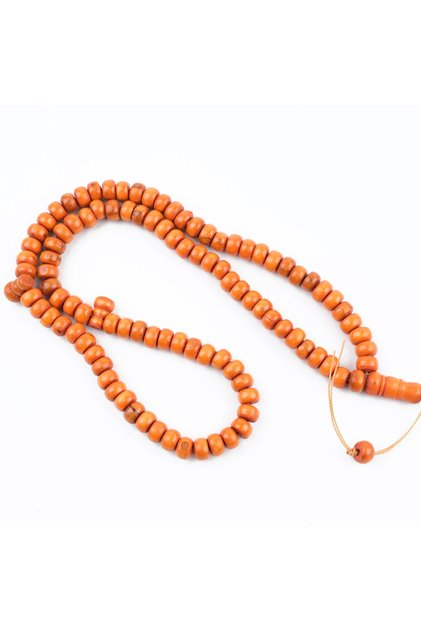 Boxwood Painted Orange 99 Wheel Cut 10X6Mm Prayer Rosary
