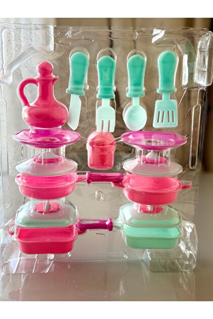 DF ToyShop YEMEK SETİ 17 PARÇA ÇATAL KAŞIK BIÇAK TAVA TENCERE