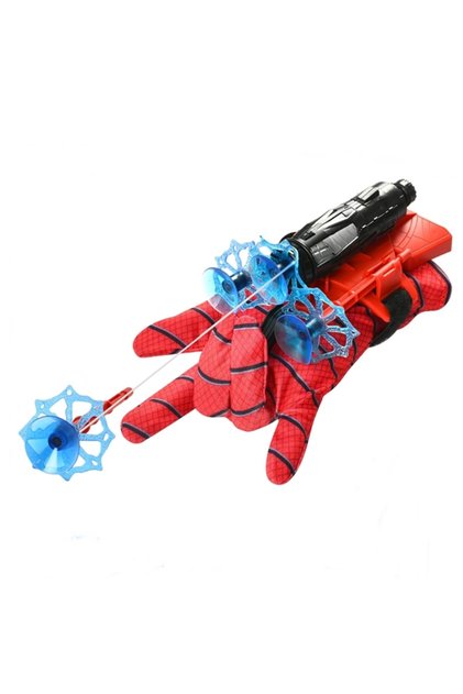 Mănușă Spiderman IdeallStore, cu ventuze, sfoară și lansator, roșu