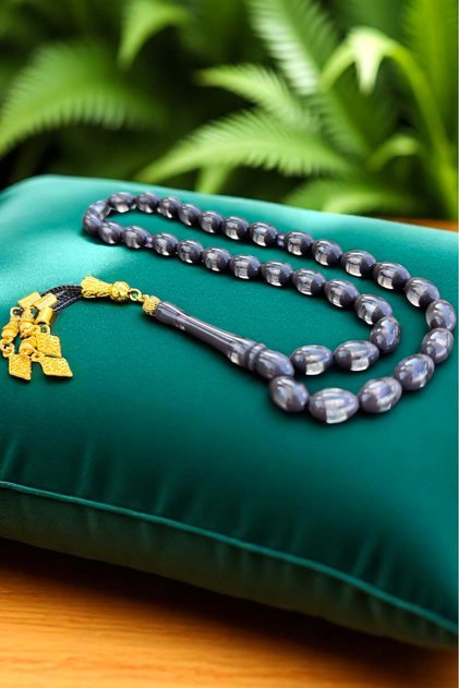 Men's Vernier Gift Gray Powder Amber Prayer Beads, Amber Rosary