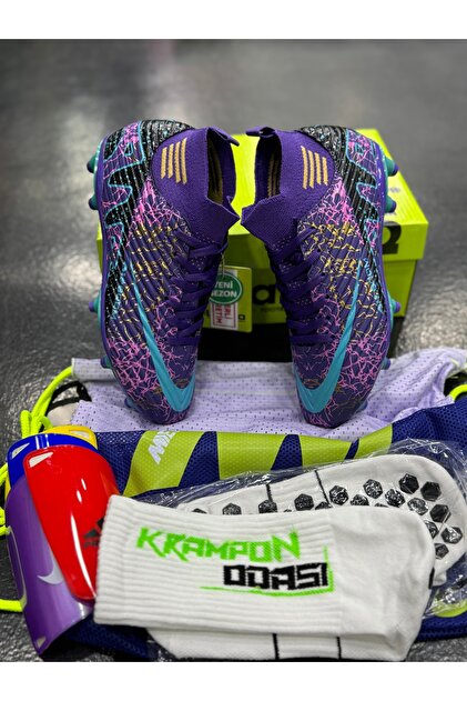 AİRBOOM La Liga Airboom Mor Tukuaz Krampon+Çanta+Çorap+Tekmelik