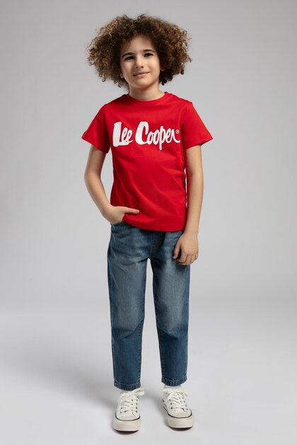 Londonlogo Boys' 100% Cotton T-Shirt Red