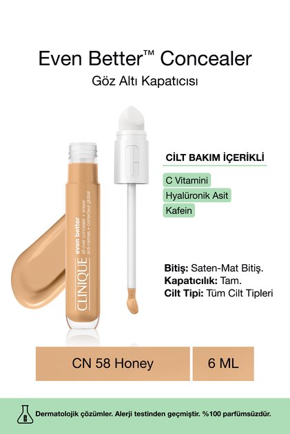 Cilt Bakım İçerikli Göz Altı Kapatıcısı - Even Better™ Concealer - CN 58 Honey - 6ml