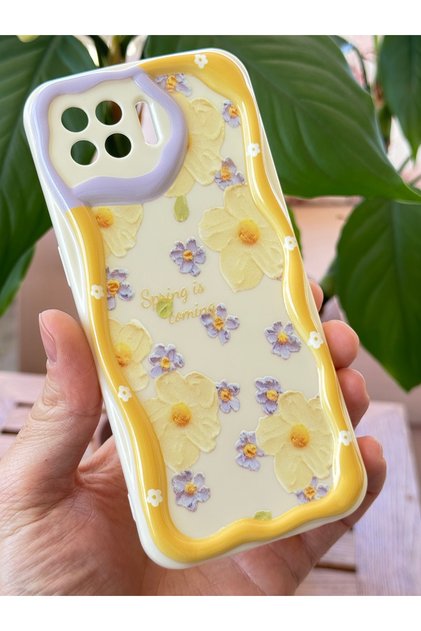 Reno 4 Lite Case Designed Patterned Camera Protected Daisy Flower Colorful Silicone Cover