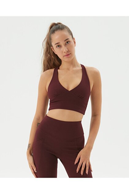 Chestnut Organic Cotton Low-Cut Cross Strap Halter Bustier