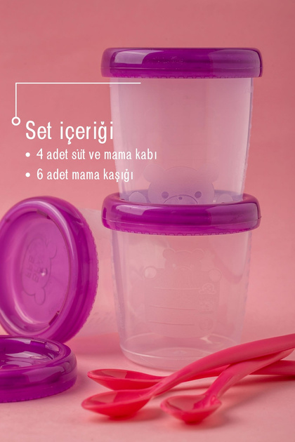 Espas Home Süt ve Mama Saklama Kabı & Kaşık Seti / 4 Adet Mama