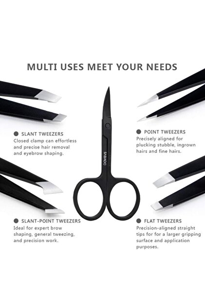 valkyrie 5 Adet Profesyonel Paslanmaz Çelik Deri Çantalı Cımbız