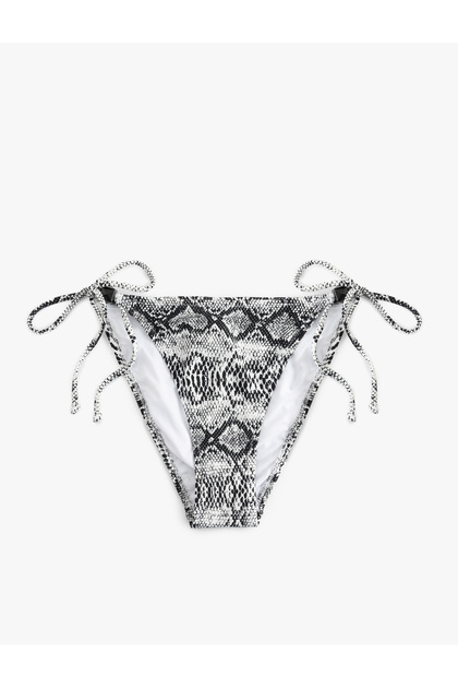 Snake Skin Print Bikini Bottoms with Tie-Up Sides