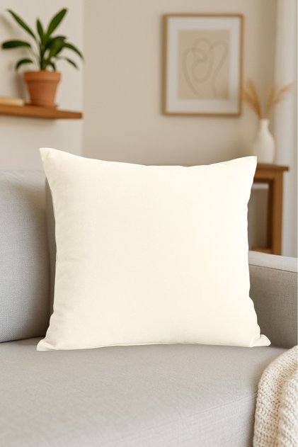 Luna Series Velvet Textured Throw Pillow Cover - Cream