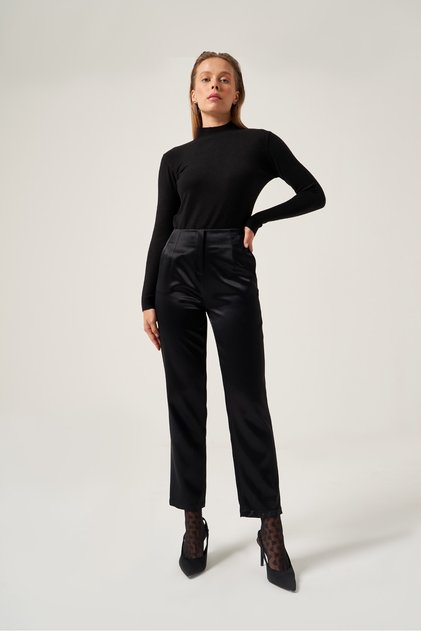 Siyah Saten Pensli Pantolon 5804