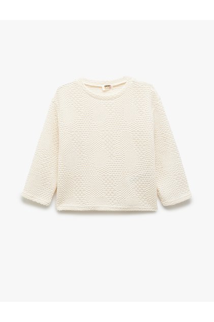 Crop-Sweatshirt aus Baumwollmischung mit Rundhalsausschnitt und langen Ärmeln