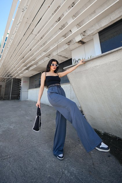 Baggy Track Pants Pocketed Pants - Baxer Waist Elastic Detail Bayy Sports or Casual Bottom