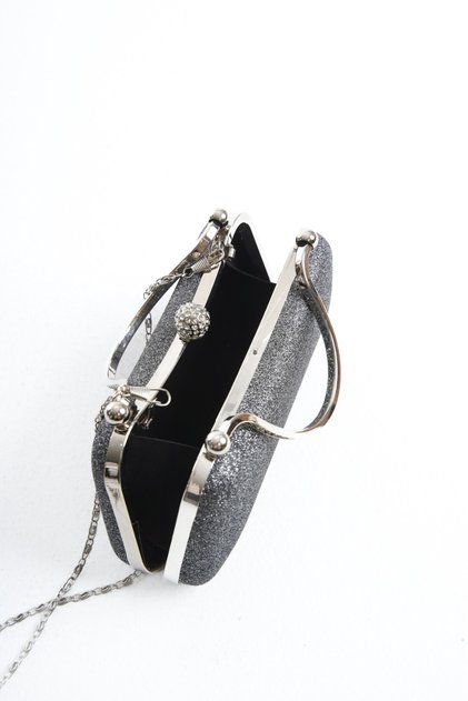 Women's Glitter Platinum Evening Dress Silver Case Bag Zircon Stone Evening Dress Stylish Bag Is an Elegant Design