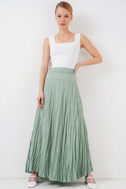 Women's Long Crinkle Skirt 8042 - Çağla