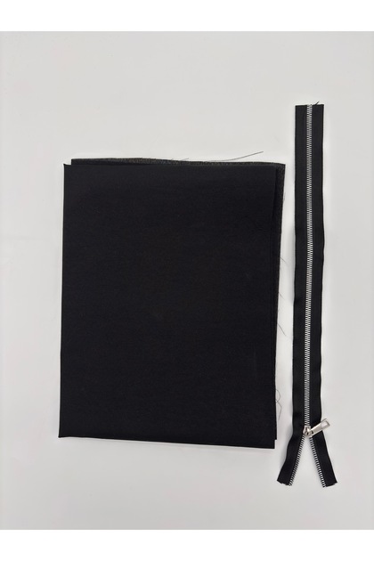120X50 cm Cotton Bag Lining 45 cm Meter Zipper Black, Nickel Threaded