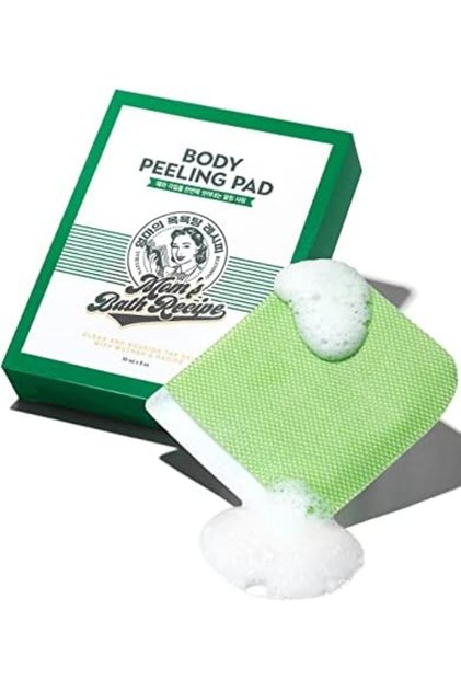 Mom's Bath Recipe Body Peeling Pad Original, All in One Bubble Body Wash & Scrub Gloves with Honey &