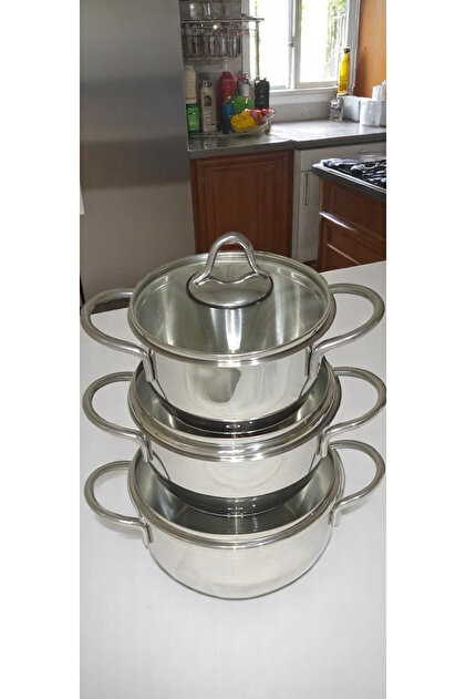 ACCHE 3点セット Akdeniz 6 Parça Güveç Çelik Tencere Seti 14-16-18 Cm - Fiyatı