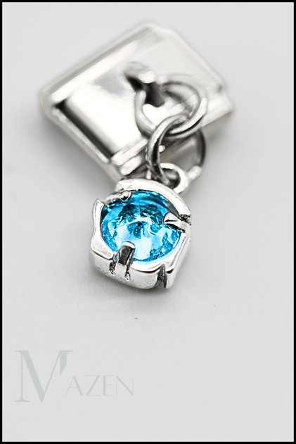 1 Piece Turquoise Stone Hanging Italian Steel Bracelet Charm