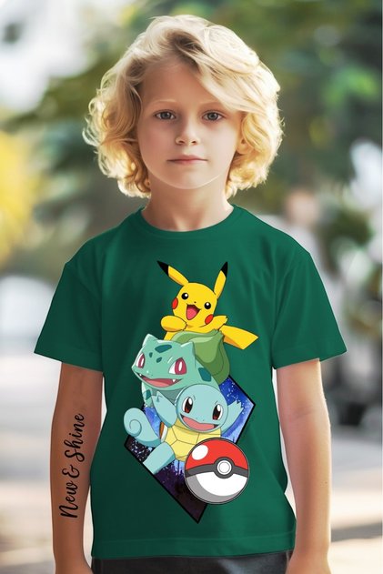 NEWSHİNE Pokemon Baskılı Baskılı Oversize Çocuk T-shirt - Fiyatı