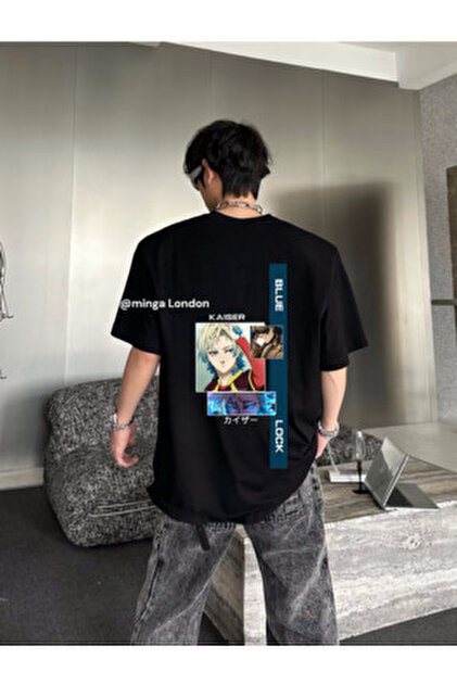 Minga London Siyah Blue Lock Michael Kaiser Sırt Baskılı Oversize